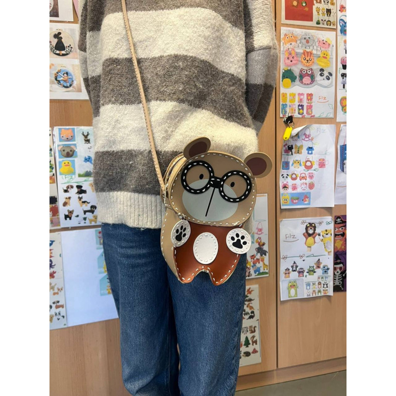 Leder Taschen-Nähset Panda , Teddy