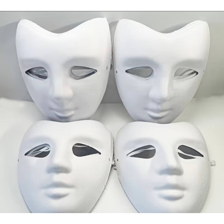 12er-Set weiße Pappmaché-Masken | Vollgesichtsmasken zum Bemalen für Halloween, Maskenbälle, Karneval, künstlerische Projekte