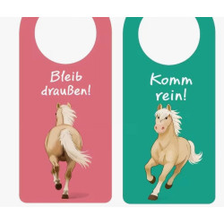 1er-Pack Süßer Pony-Muster Deutscher Doppelseitiger Türhänger „Bitte nicht stören" / Willkommen".
