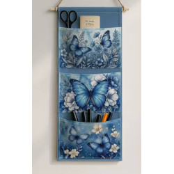 1 Stk. Blaue Schmetterling Blumen Tasche zum Aufhängen zur Organisation von Türen