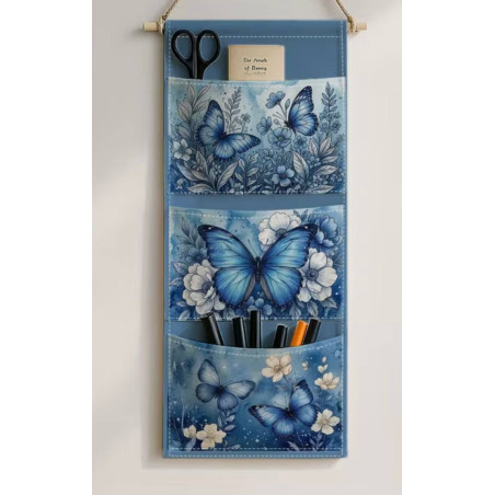1 Stk. Blaue Schmetterling Blumen Tasche zum Aufhängen zur Organisation von Türen