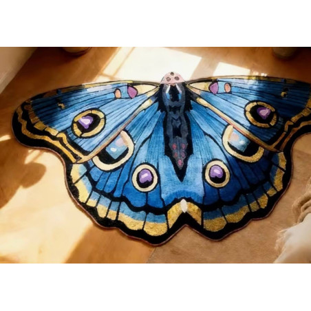 Faux Kaschmir +900+9mm Amerikanische Retro Bunte Schmetterling Schlafzimmer Dekor Teppich Ins Pastoral Blau-Lila
