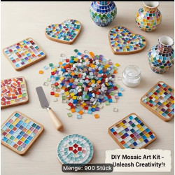 Set mit 500 bunten Glas-Mosaikfliesen  Bastelmaterial für Mosaikkunst und Töpferarbeiten