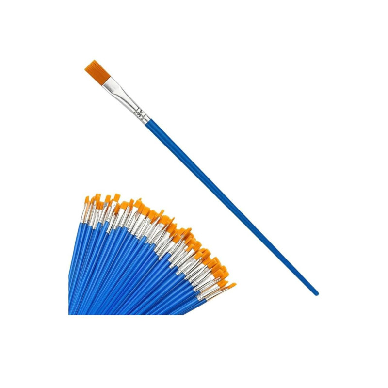 40 Stück Flache Pinsel  für Acryl-, Aquarell und  Basteln und Heimdekoration in Blau und Orange