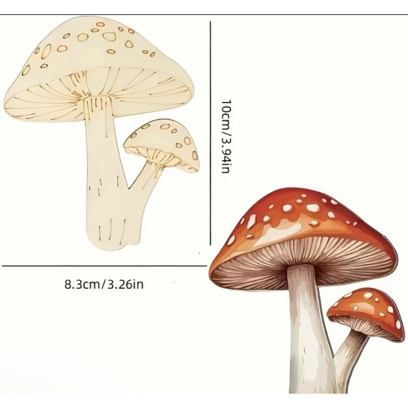 12 Stück DIY 🪚 Holzpilze, jeweils 10 × 8,3 cm groß.
