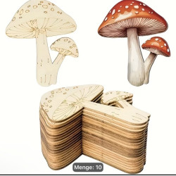 12 Stück DIY 🪚 Holzpilze, jeweils 10 × 8,3 cm groß.