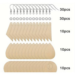 30 Stück Sublimations-Ohrringrohlinge, Unfertige Holzohrringe Tropfenanhänger, DIY Ohrringprojekt