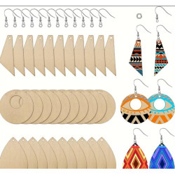 30 Stück Sublimations-Ohrringrohlinge, Unfertige Holzohrringe Tropfenanhänger, DIY Ohrringprojekt