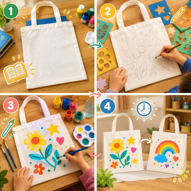 10er-Pack Baumwolltaschen zum Bemalen – DIY