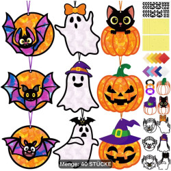 Halloween Bastelarbeiten Großpackung - Geister und Kürbisse Papier Sonnenfänger Kit