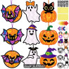 Halloween Bastelarbeiten Großpackung - Geister und Kürbisse Papier Sonnenfänger Kit