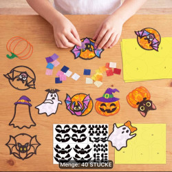 Halloween Bastelarbeiten Großpackung - Geister und Kürbisse Papier Sonnenfänger Kit