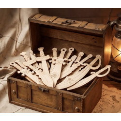 12 Stück große Piratenschwert-Formen aus Holz, unfertige DIY-Holz-Bastelarbeiten zum Bemalen Ausmalen