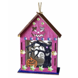 11 teiliges Halloween Kürbis Haus Bastelset, Kürbis Haus Basteln, Holz Kürbis Haus, Holz Halloween Haus Basteln