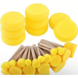 8-teiliges Gelbes Schwamm Pinsel Set, 2 Größen, Einige mit Holzgriff, Die Anderen Multifunktionale Runde Schwamm Pinsel